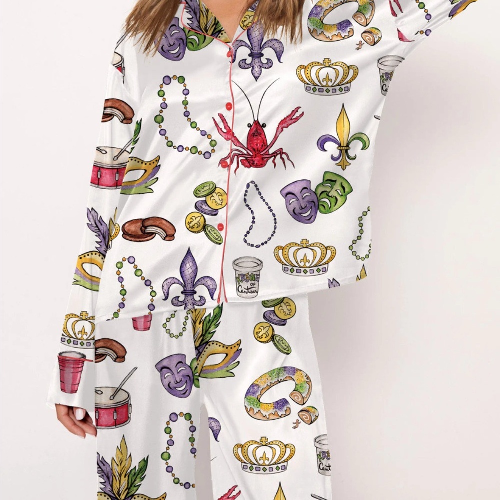 SHESHOW Mardi Gras Women’s Pajamas Size Medium Satin